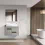 MUEBLE PARA BAÑO FLOTANTE 28" BEIGE PVC CON OVALÍN Y ESPEJO