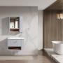 MUEBLE PARA BAÑO FLOTANTE 32" GRIS PVC CON LAVABO, ESPEJO Y BOTIQUÍN