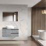 MUEBLE PARA BAÑO FLOTANTE 28" GRIS PVC CON OVALÍN Y ESPEJO