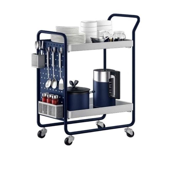 CARRITO ORGANIZADOR DE COCINA CON 2 NIVELES Y RUEDAS METAL 40 X 58 X 83 CM