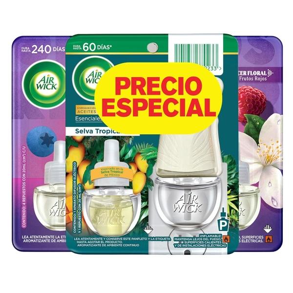 Awk 1+1 Selva Tropical + Amanecer Floral 4 repuestos 20 ml c/u