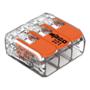 CONECTOR DE EMPALME ELÉCTRICO DE PALANCA 3 POLOS 50 PIEZAS COLOR NARANJA PARA CALIBRE 24-12 AWG