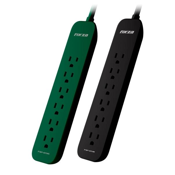 SUPRESOR DE PICOS 6 SALIDAS 500J 2-PACK GR/BK