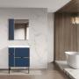MUEBLE PARA BAÑO DE PISO 28" AZUL PVC CON ESPEJO Y BOTIQUÍN