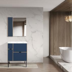 MUEBLE PARA BAÑO DE PISO 28" AZUL PVC CON ESPEJO Y BOTIQUÍN