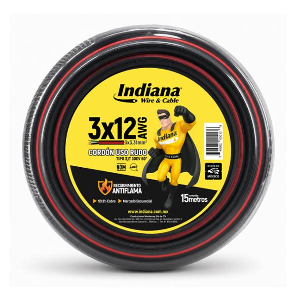 CABLE ELÉCTRICO SJT CALIBRE 12 NEGRO Y ROJO 15M USO RUDO