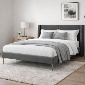 CABECERA QUEEN SIZE DICASA MILAN GRIS OSCURO + BASE SLIM