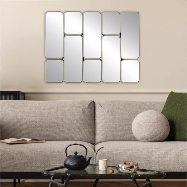 ESPEJO RECTANGULAR CON MARCO DE PLÁSTICO DORADO 50 X 68.5 CM DE PARED DECORATIVO MODERNO