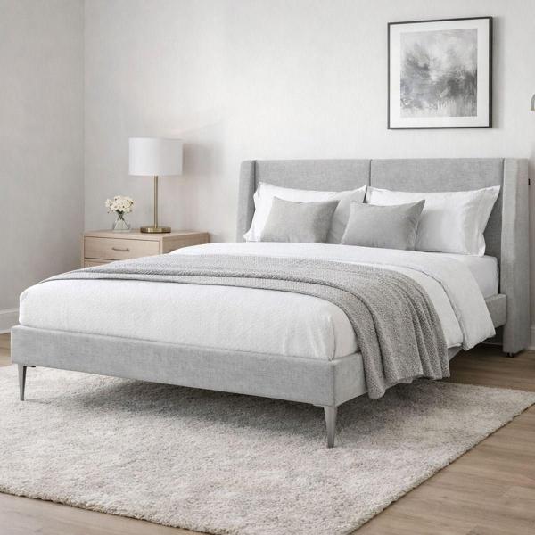 CABECERA KING SIZE DICASA MILAN PLATINADO + BASE SLIM