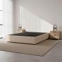 BASE DE CAMA QUEEN SIZE TAPIZADA BEIGE CLARO ESTILO ELEGANTE 250 KG
