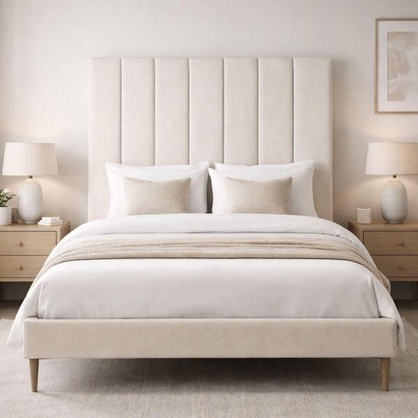 CABECERA MATRIMONIAL DICASA ARGOS BEIGE + BASE CAMA SLIM