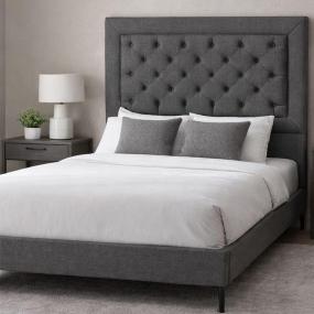 CABECERA MATRIMONIAL DICASA MARY GRIS OSCURO + BASE CAMA SLIM