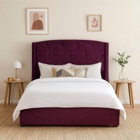 CABECERA QUEEN SIZE DICASA ZEFYR MORADO + BASE CAMA