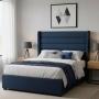 CABECERA QUEEN SIZE POLAR TAPIZADA AZUL CONTEMPORÁNEA ACOLCHONADA PARA RECÁMARA