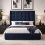 CABECERA KING SIZE DICASA TITAN AZUL + BASE CAMA