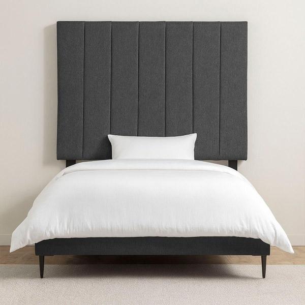 CABECERA KING SIZE DICASA ARGOS GRIS OSCURO + BASE CAMA SLIM