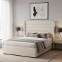 CABECERA QUEEN SIZE POLAR TAPIZADA CREMA CONTEMPORÁNEA ACOLCHONADA PARA RECÁMARA