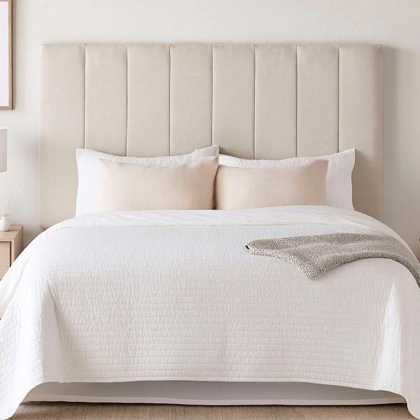 CABECERA QUEEN SIZE ARGOS TAPIZADA CREMA TRANSICIONAL AJUSTABLE PARA RECÁMARA