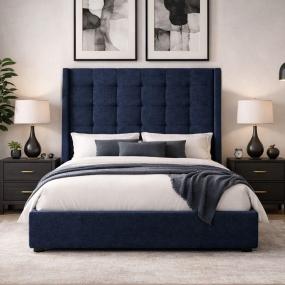 CABECERA MATRIMONIAL DICASA TITAN AZUL + BASE CAMA