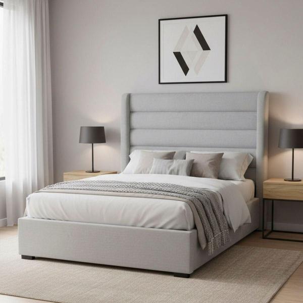 CABECERA KING SIZE POLAR TAPIZADA GRIS CONTEMPORÁNEA ACOLCHONADA PARA RECÁMARA