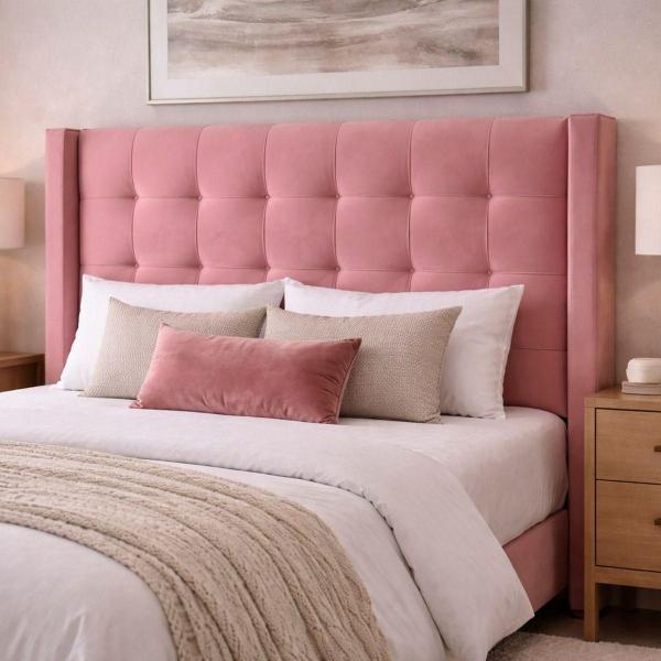 CABECERA QUEEN SIZE TITAN TAPIZADA PALO DE ROSA TRANSICIONAL PARA RECÁMARA