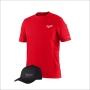 COMBO CAMISA WORKSKIN MANGA CORTA ROJA TALLA L Y GORRA GRIDIRON NEGRA MILWAUKEE