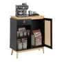 Gabinete Almacenamiento con Puertas Decoradas Ratán Sintético Negro