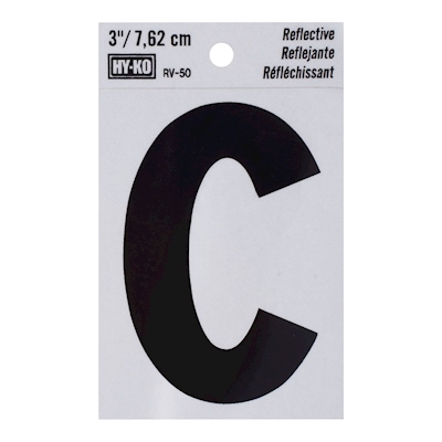 LETRA C REFLEJANTE NEGRO 7.62 X 6.5 CM