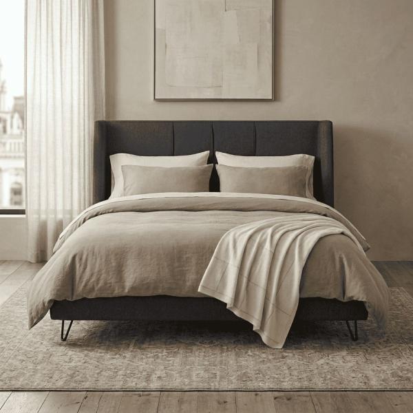 CAMA KING SIZE HAMPTON - COLOR AZUL MARINO