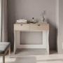 MUEBLE TOCADOR PERLAK BEIGE Y BLANCO CON DOS CAJONES.