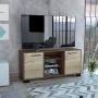 MESA PARA TV MARSEL CASTAÑO Y CAFÉ CLARO CON DOS PUERTAS.