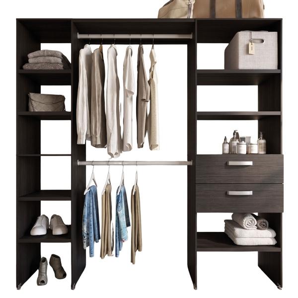 CLOSET 2 TORRES CON 2 CAJONES MELAMINA EXPRESSO