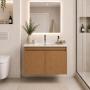 MUEBLE PARA BAÑO FLOTANTE EASTON DE 24" ROBLE CLARO MDP LAVABO Y MONOMANO