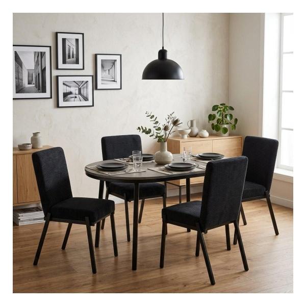Set de Comedor para 4 Personas Camila Zenta Color Gris y Negro