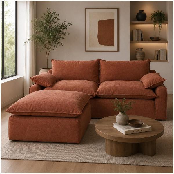Sillón de 3 Plazas con Taburete Pit - Color Terracota