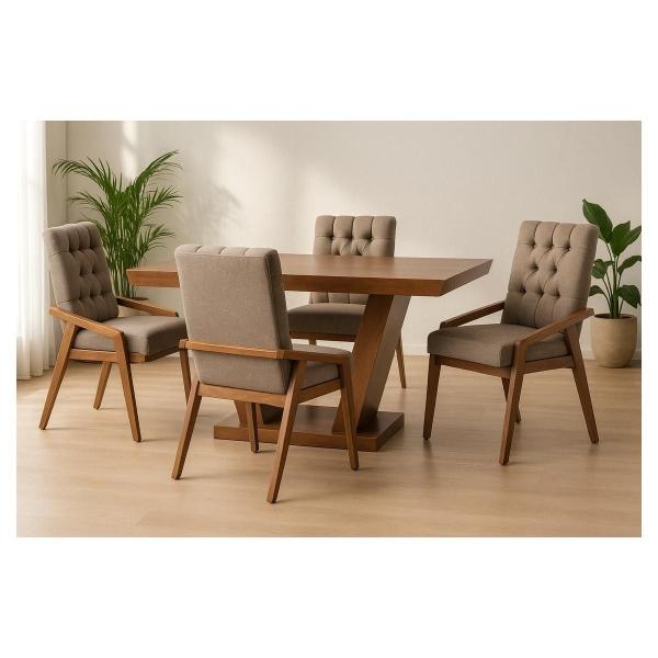 Comedor para 4 Personas Chelsea París - Color Gris y Parota