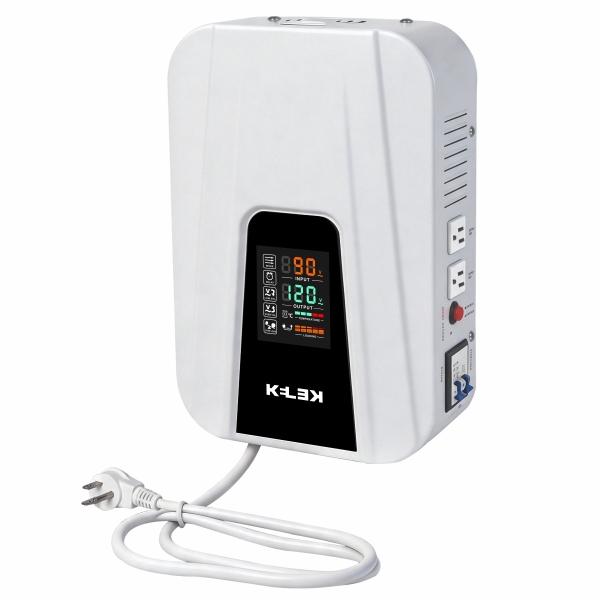 REGULADOR DE VOLTAJE 3000W PARA LÍNEA BLANCA CON PANTALLA LED Y 2 CONTACTOS BLANCO