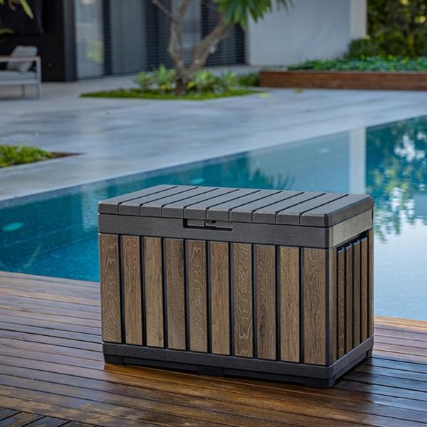 DEPÓSITO HORIZONTAL KENTWOOD 190L DE MADERA NOGAL 82.3 X 45 X 57.7 CM