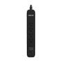 REGLETA CON PROTECTOR 4 CONTACTOS USB-A USB-C NEGRO