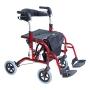 ANDADERA ROLLATOR PLEGOO TRAVEL DE ALUMINIO CON DESCANSAPIÉS, PLEGABLE, RUEDAS 8", COLOR ROJO