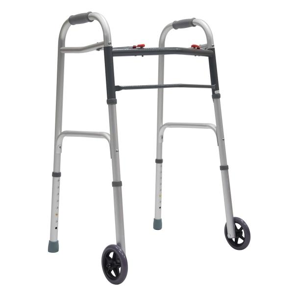 ANDADERA REACTIV PREMIUM DE ALUMINIO PLEGABLE, CON RUEDAS DE 5" GRIS
