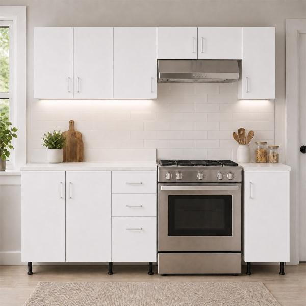 COCINA INTEGRAL MERIDA 2.40 M 5 MÓDULOS PVC BLANCO