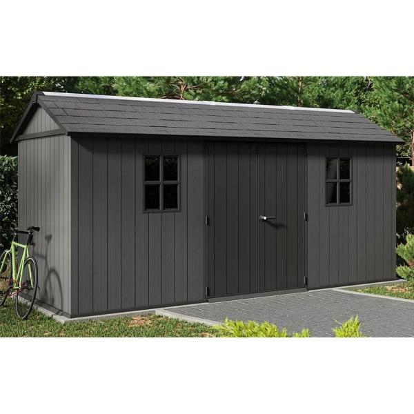 COBERTIZO DE ALMACENAMIENTO PARA EXTERIOR HORIZONTAL DE POLIPROPILENO 476 X 230 X 246 CM COLOR GRIS