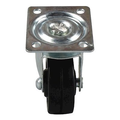 RODAJA PLANA DE HULE CON PLACA 1 1/2 PULGADA PLATA