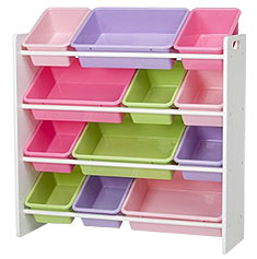 ORGANIZADOR DE 12 RECIPIENTES PLÁSTICOS BLANCO - MULTICOLOR