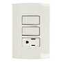 PLACA MARISIO 2 INTERRUPTORES Y 1 TOMACORRIENTE 127 VCA 15 A BLANCO