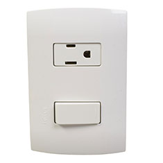 PLACA MARISIO 1 INTERRUPTOR 1 TOMA TOMACORRIENTE 127 VCA 15 A BLANCO