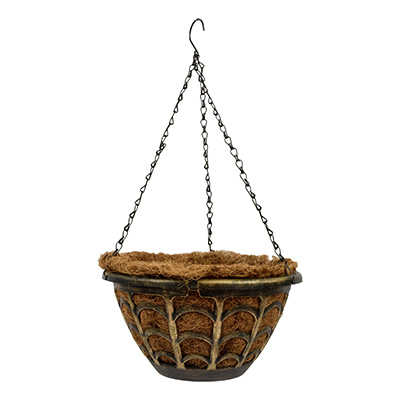 MACETA DE PLÁSTICO COLGANTE MEDIANA DORADA 12 " PARA EXTERIOR