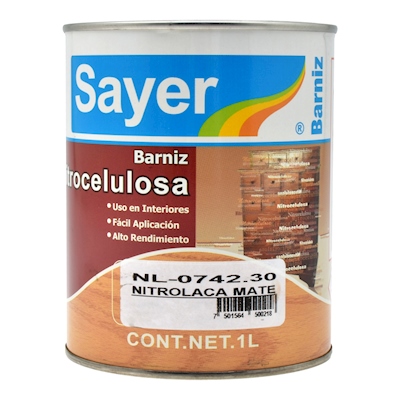 BARNIZ NITROCELULOSA TRANSPARENTE PARA MADERA MATE SECADO RAPIDO 1 L