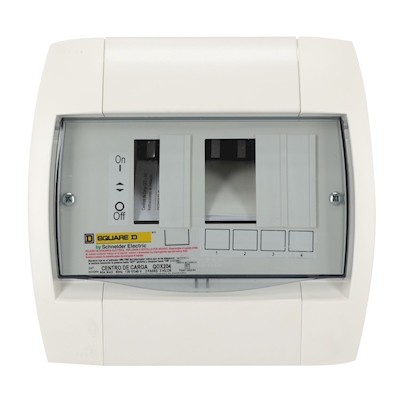 CENTRO DE CARGA QOX DE 6 ESPACIOS 60 A BIFÁSICA NEMA 1 DE SOBREPONER QOX204